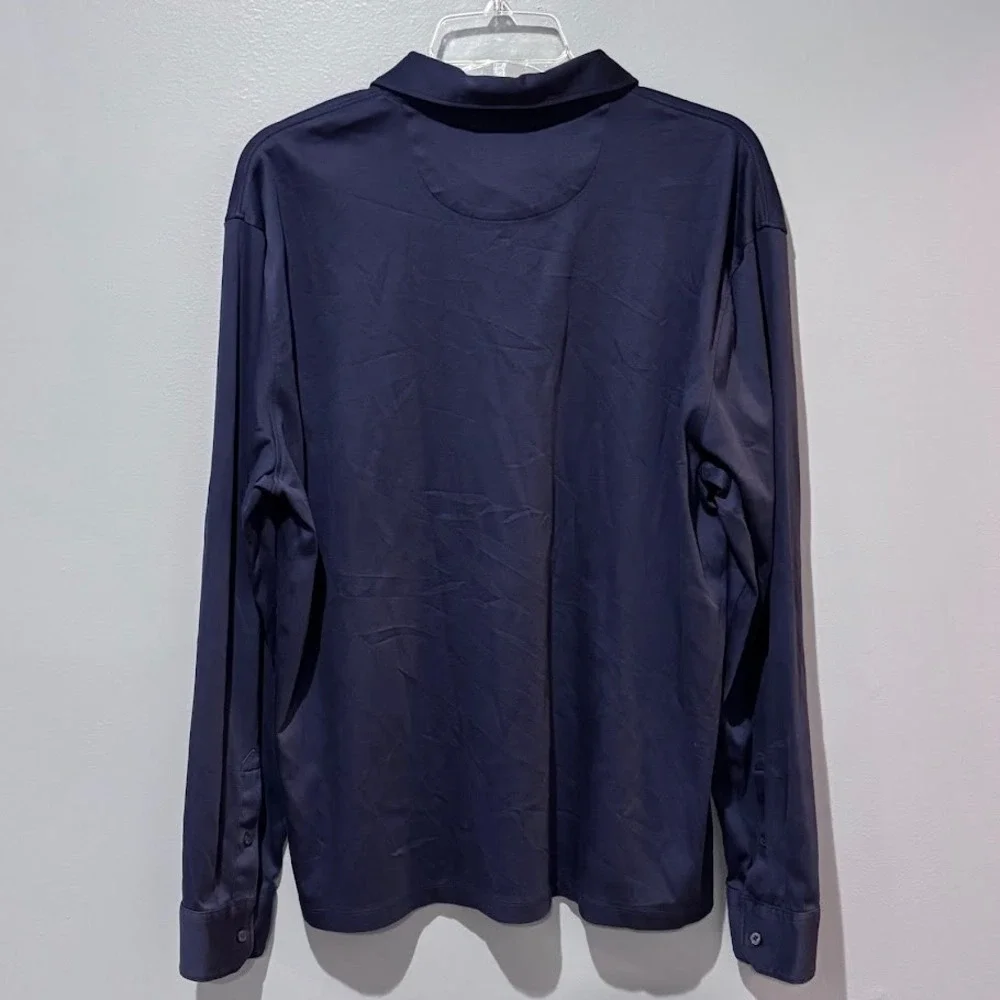 Black Brown 1826 Mens‎ XL Navy Blue Long Sleeve 100% Cotton Polo Shirt